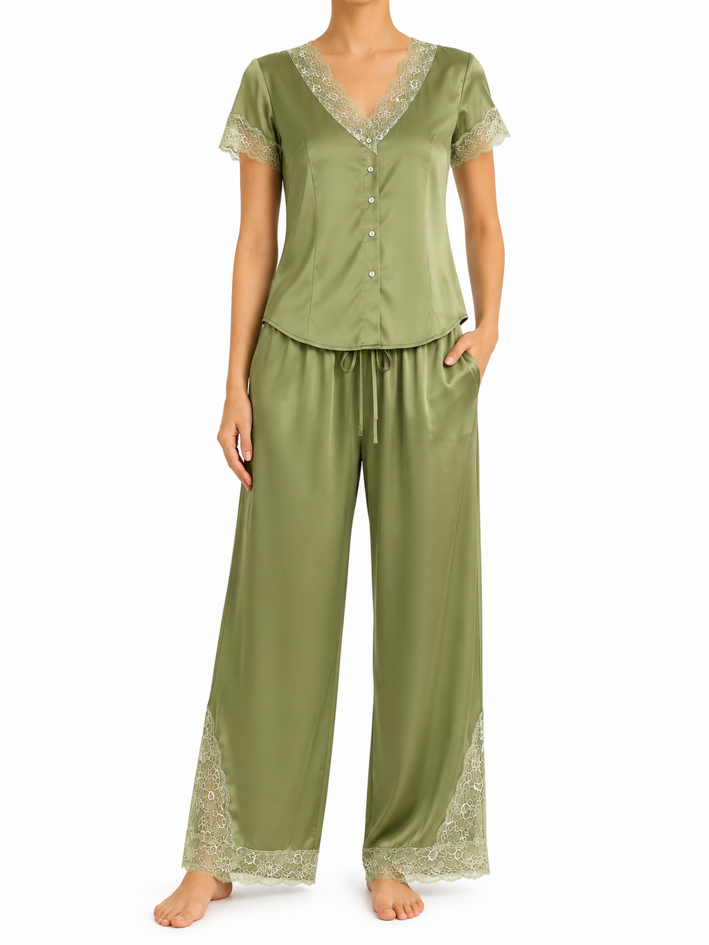 Green Satin Set