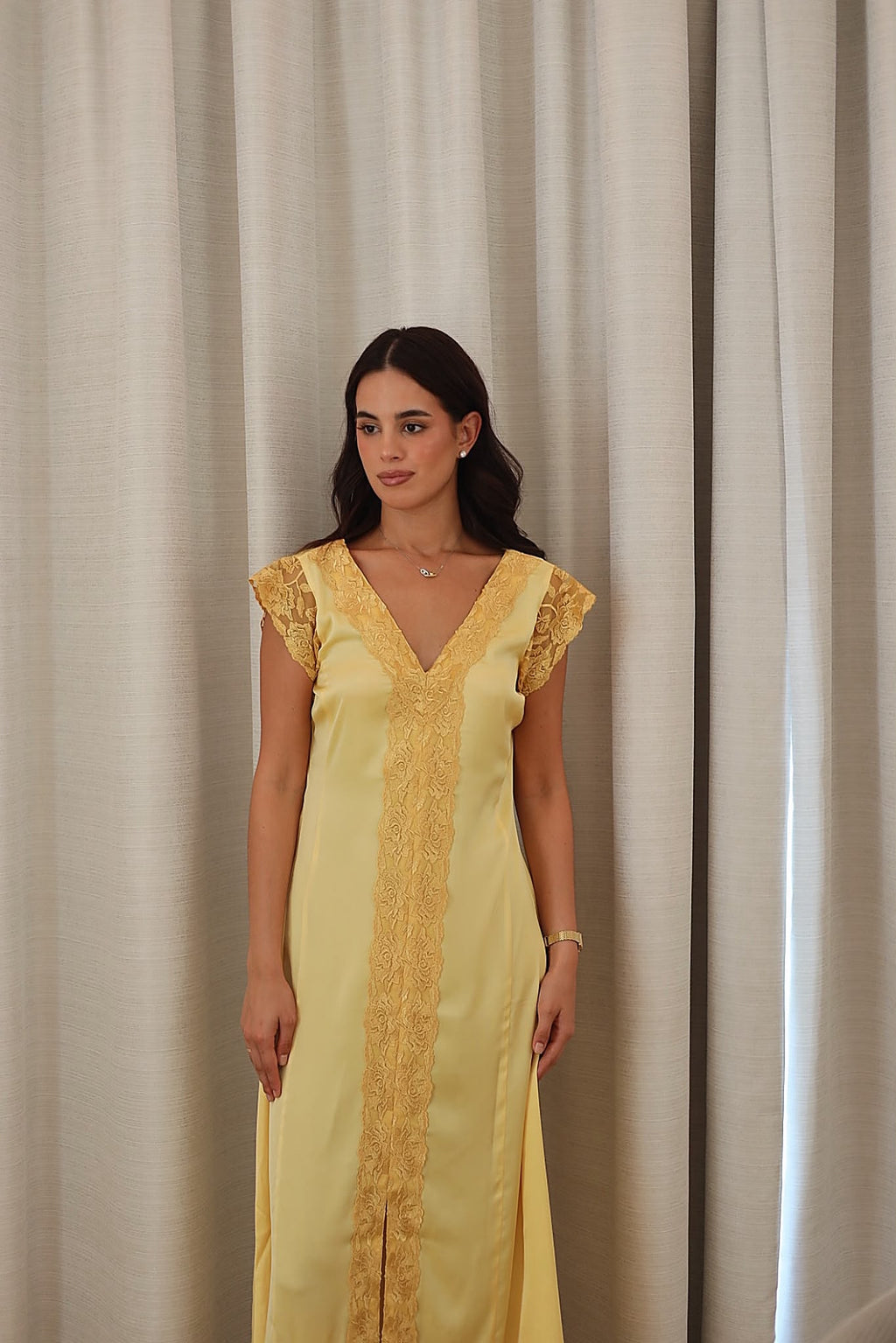 Yellow Satin Dress