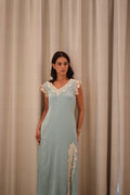 Blue Satin Maxi