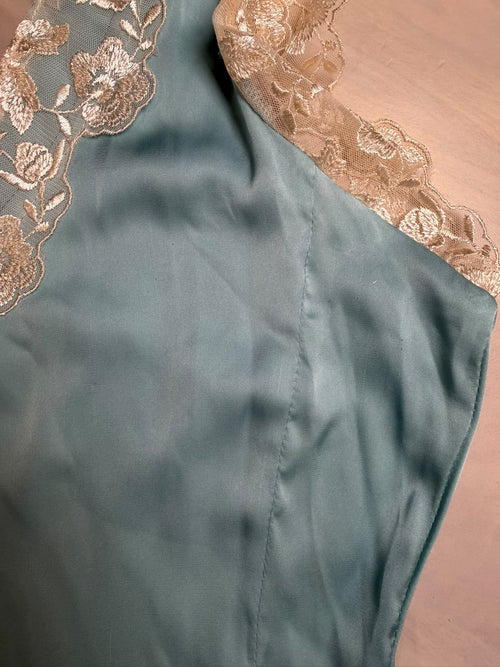 Blue Satin Maxi — B-grade | Size M